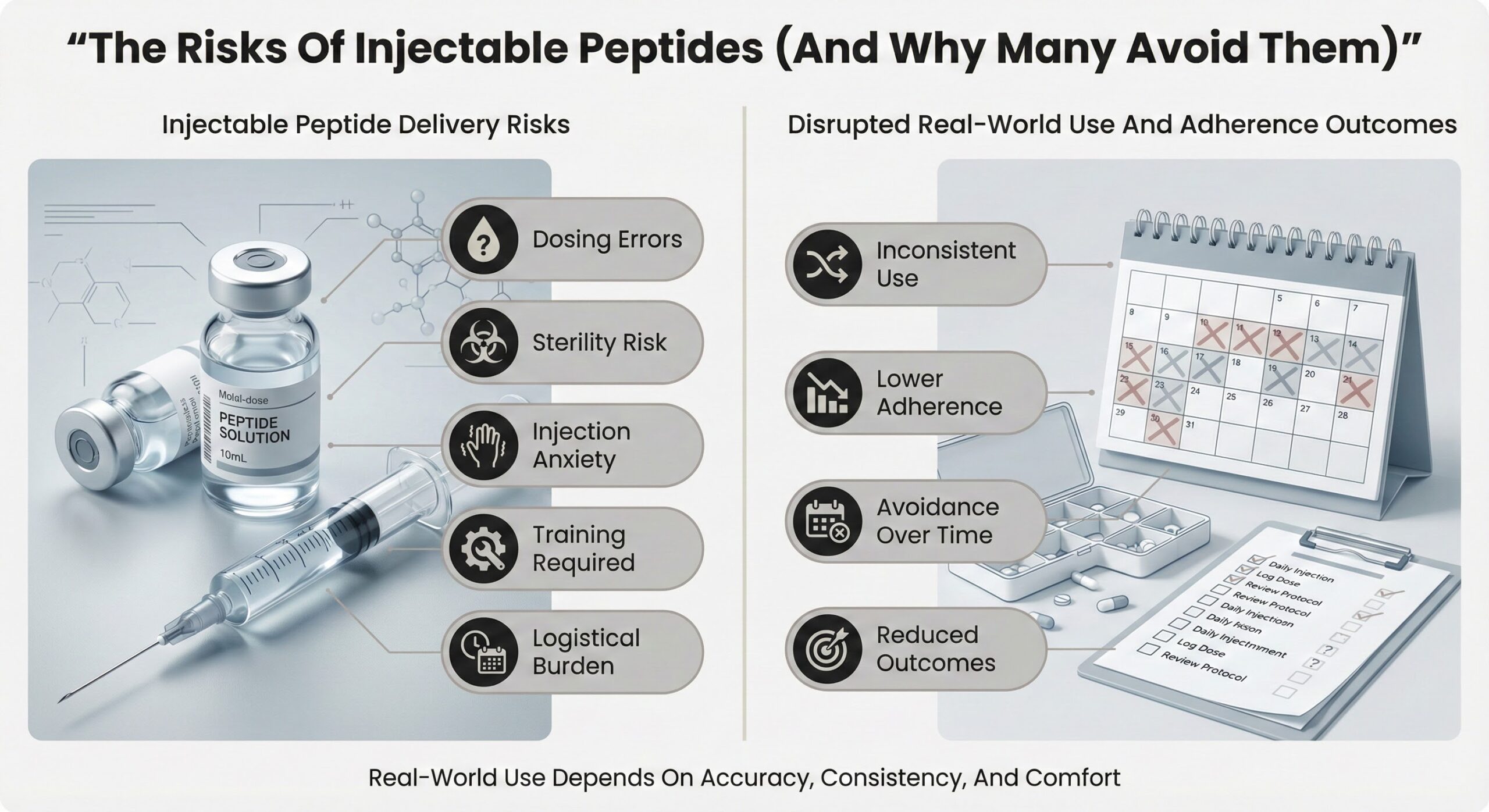 The Risks of Injectable Peptides (And Why Many Avoid Them)